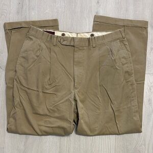 Men's 34/29 Corbin Pleated Cuffed Suspender Khaki Chino Pants